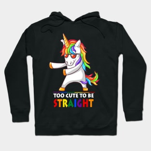 Too Cute To Be Straight Unicorn Flossing LGBT Pride Hoodie